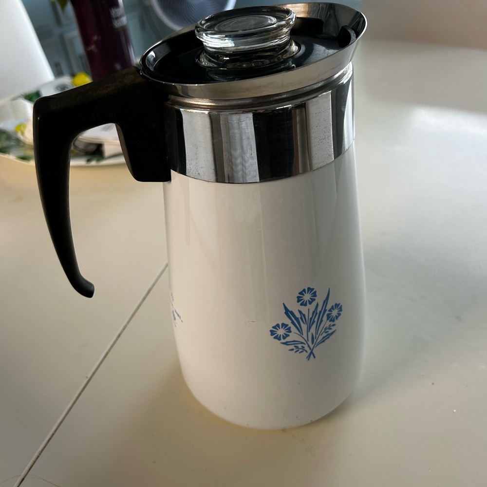 Corningware Stove Top Percolator blue white